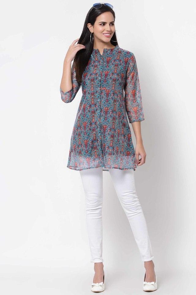 printed round neck womens tunic