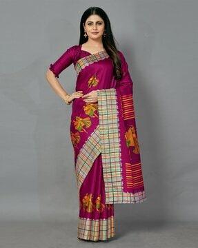 printed saree with border