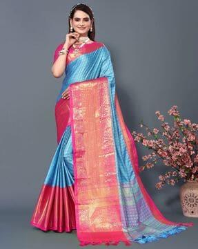 printed saree with contrast border saree