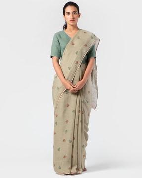 printed saree with contrast border