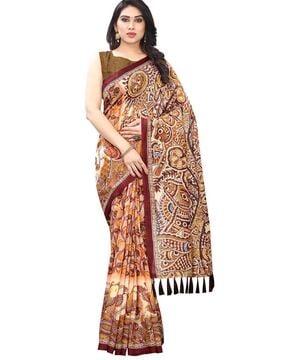 printed saree with contrast border