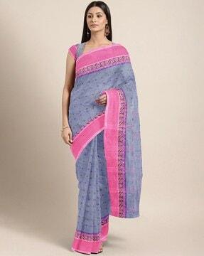 printed saree with contrast border