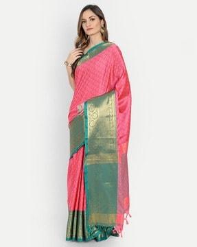 printed saree with contrast border