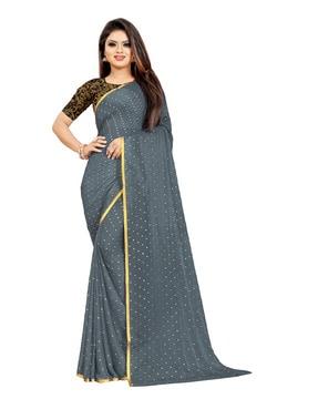 printed saree with contrast border