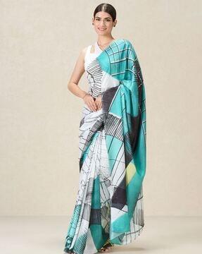 printed saree with contrast border