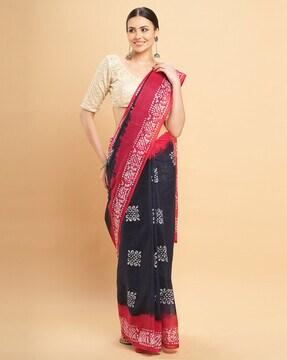 printed saree with contrast border