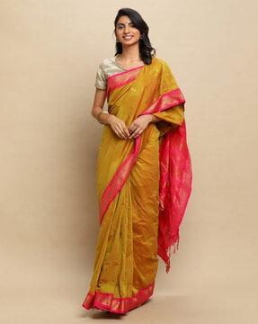 printed saree with contrast border