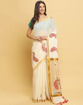 printed saree with contrast border