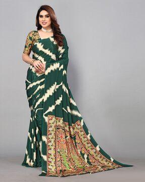 printed saree with contrast border