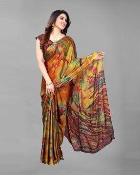 printed saree with contrast border