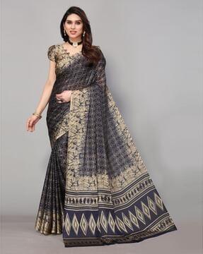 printed saree with contrast border