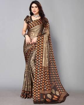 printed saree with contrast border