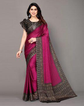 printed saree with contrast border