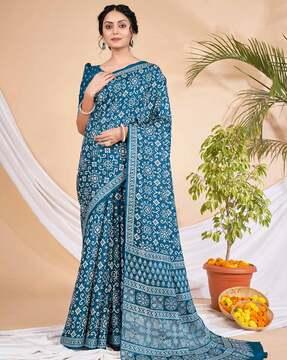 printed saree with contrast border