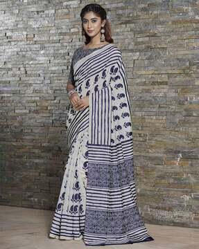 printed saree with contrast border