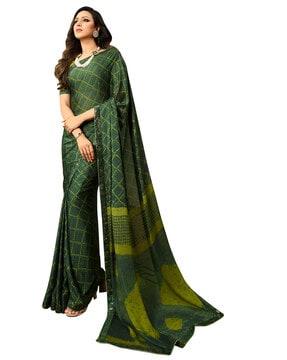 printed saree with contrast border