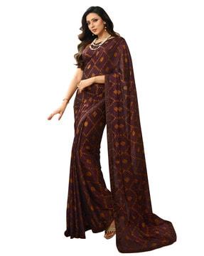 printed saree with contrast border