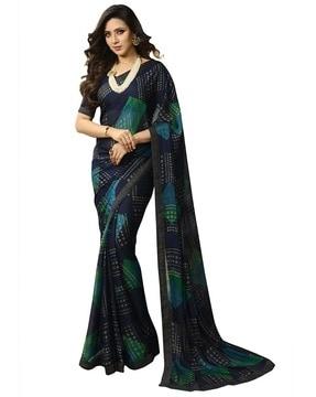 printed saree with contrast border