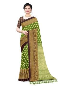 printed saree with contrast border