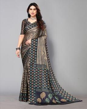 printed saree with contrast border