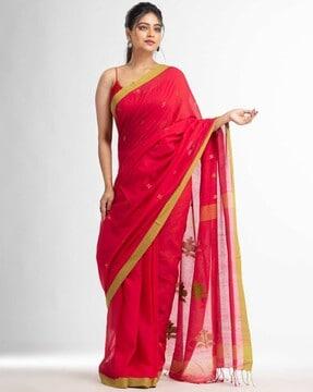 printed saree with contrast border