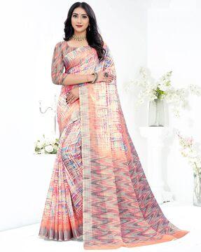 printed saree with contrast border