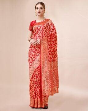 printed saree with contrast border