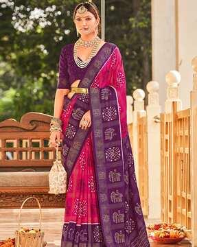 printed saree with contrast border