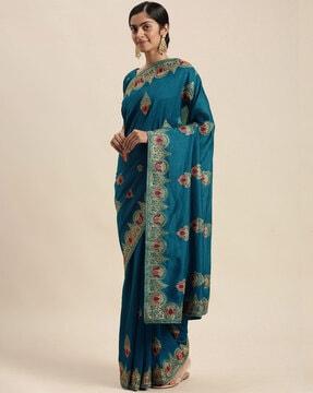 printed saree with contrast border