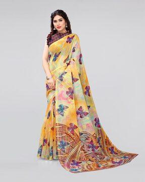 printed saree with contrast border