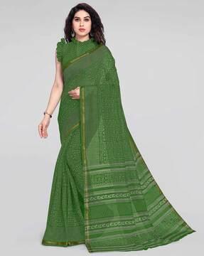 printed saree with contrast border