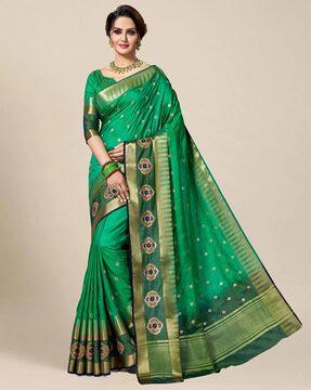 printed saree with contrast border