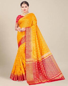 printed saree with contrast border