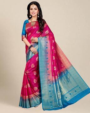 printed saree with contrast border