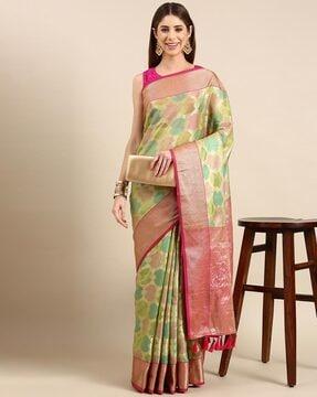 printed saree with contrast border