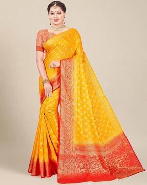 printed saree with contrast border