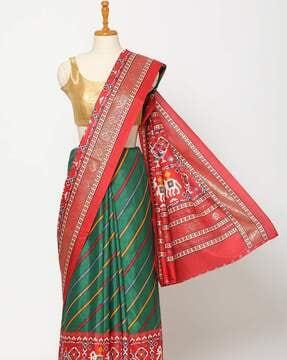 printed saree with contrast border