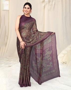 printed saree with contrast border