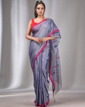 printed saree with contrast border