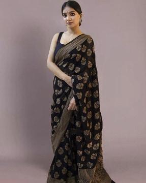 printed saree with contrast border