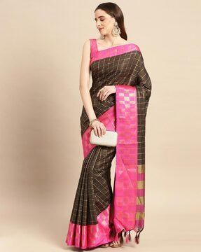 printed saree with contrast border