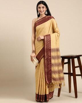 printed saree with contrast border