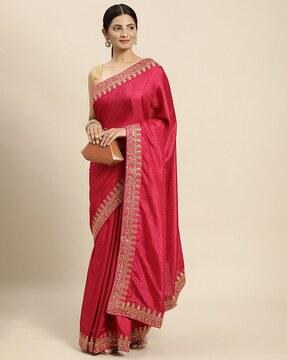 printed saree with contrast border