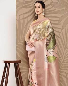 printed saree with contrast border