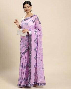 printed saree with contrast border