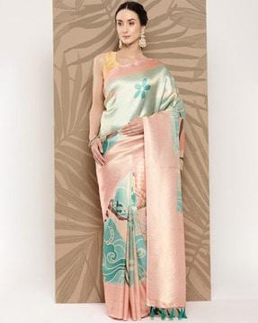 printed saree with contrast border