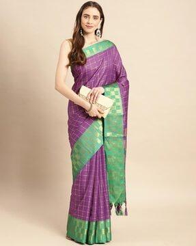 printed saree with contrast border