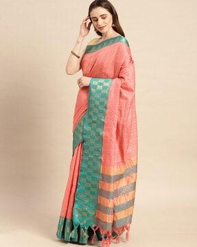 printed saree with contrast border