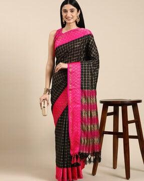 printed saree with contrast border