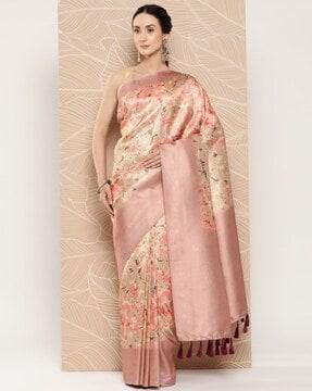 printed saree with contrast border